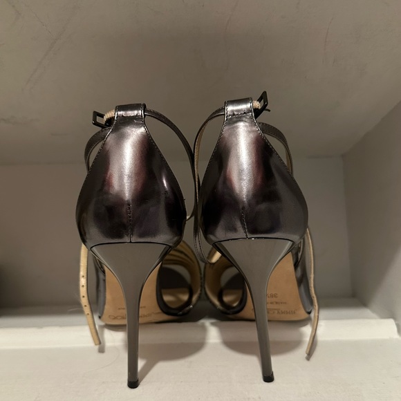 JIMMY CHOO dark silver charcoal sparkly sandal pumps - Picture 7 of 7